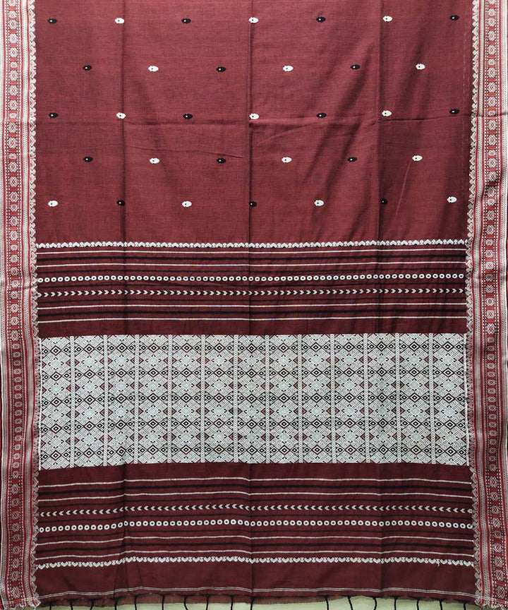Maroon handwoven jacquard mercerised cotton saree