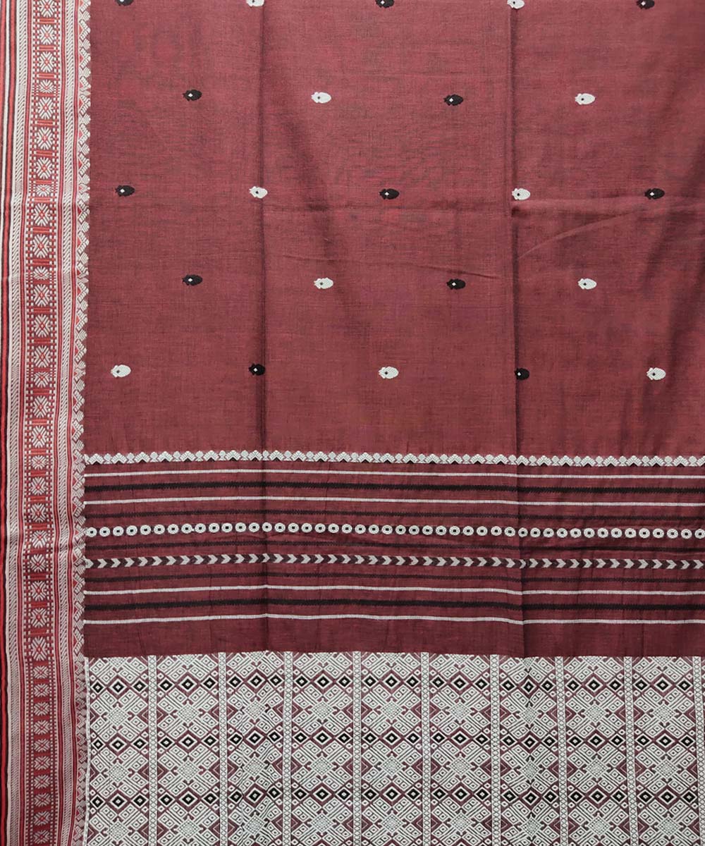 Maroon handwoven jacquard mercerised cotton saree