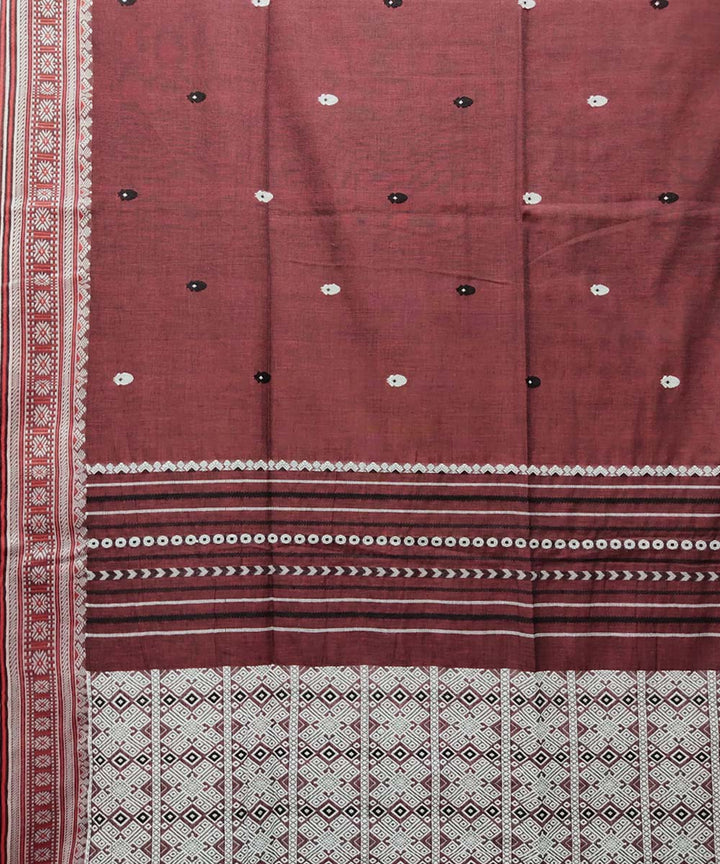 Maroon handwoven jacquard mercerised cotton saree