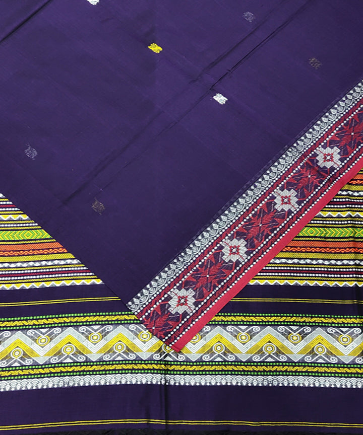 Violet pink handwoven jacquard mercerised cotton saree