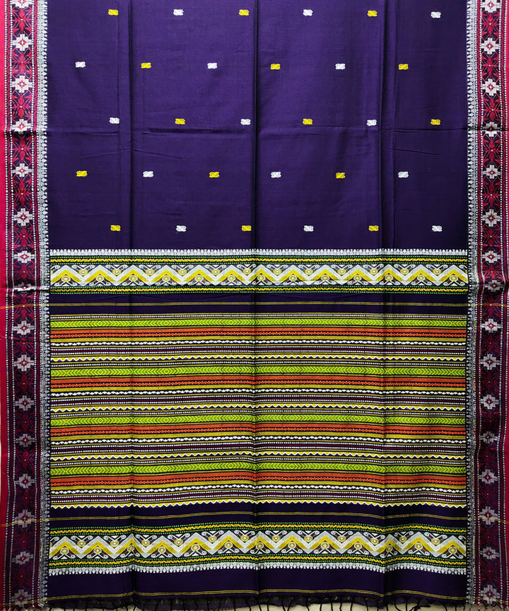 Violet pink handwoven jacquard mercerised cotton saree