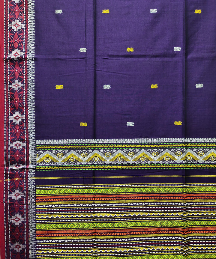 Violet pink handwoven jacquard mercerised cotton saree