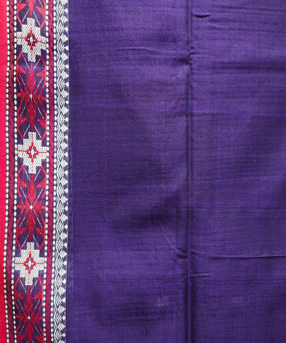 Violet pink handwoven jacquard mercerised cotton saree