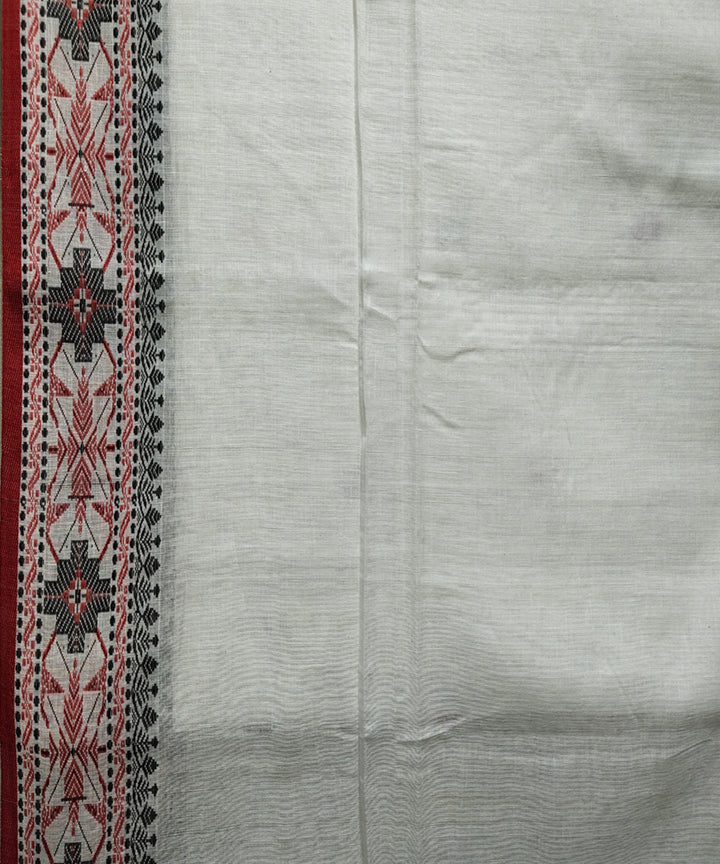 White red black handwoven jacquard mercerised cotton saree