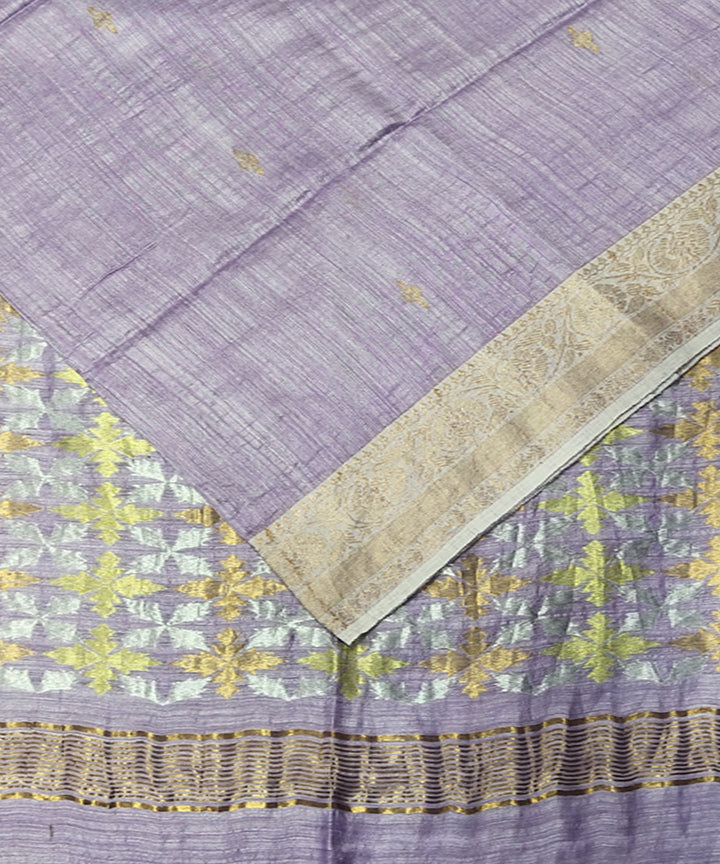 Lavender handwoven jacquard matka silk saree