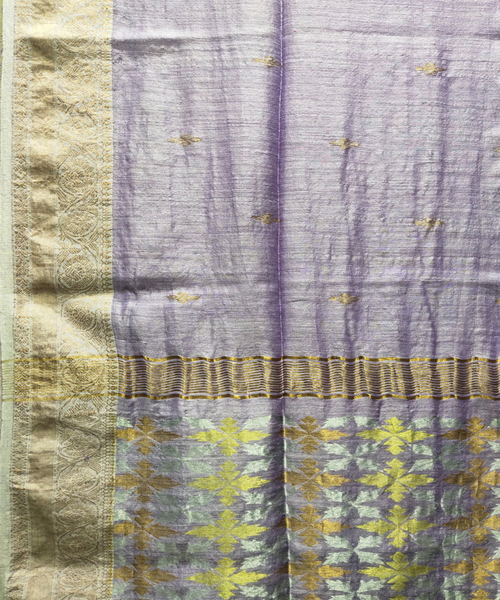 Lavender handwoven jacquard matka silk saree
