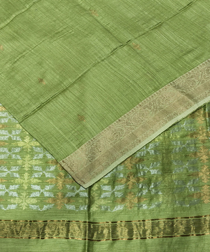 Lime green handwoven jacquard matka silk saree