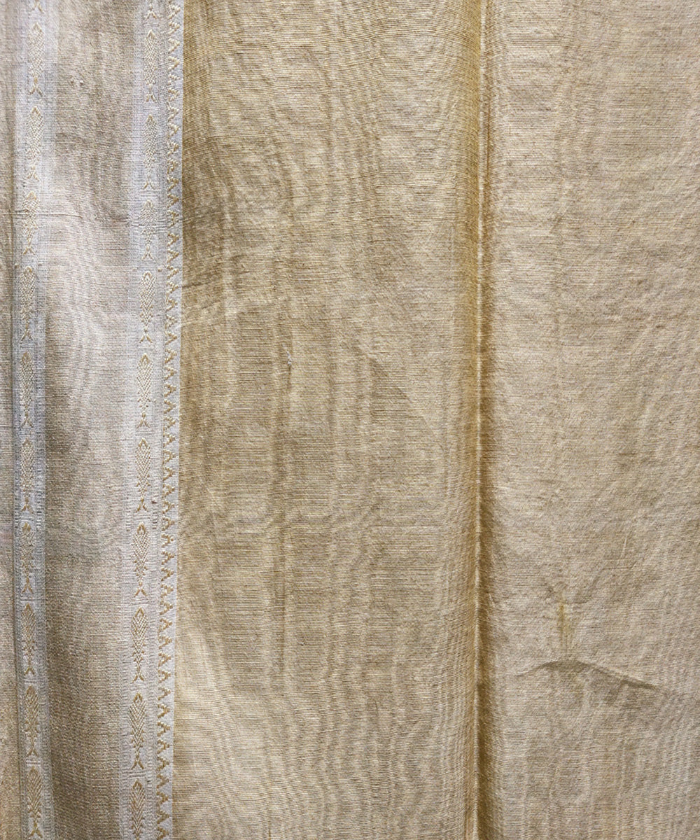 Yellow green handwoven jacquard matka silk and tussar saree