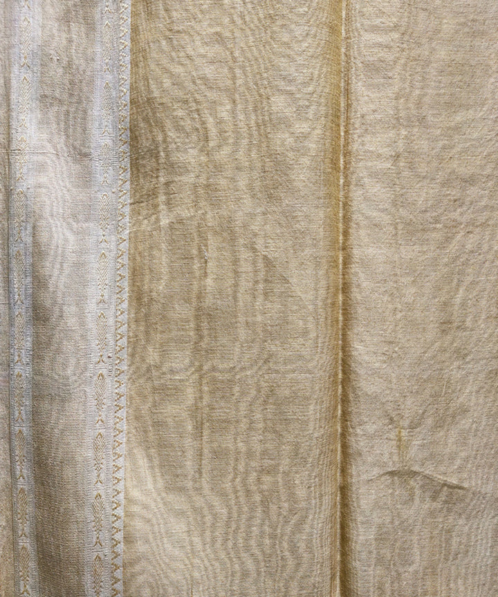 Yellow green handwoven jacquard matka silk and tussar saree