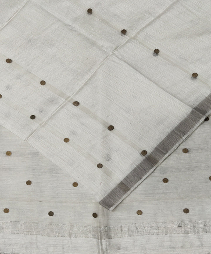 Offwhite handwoven matka silk gini saree