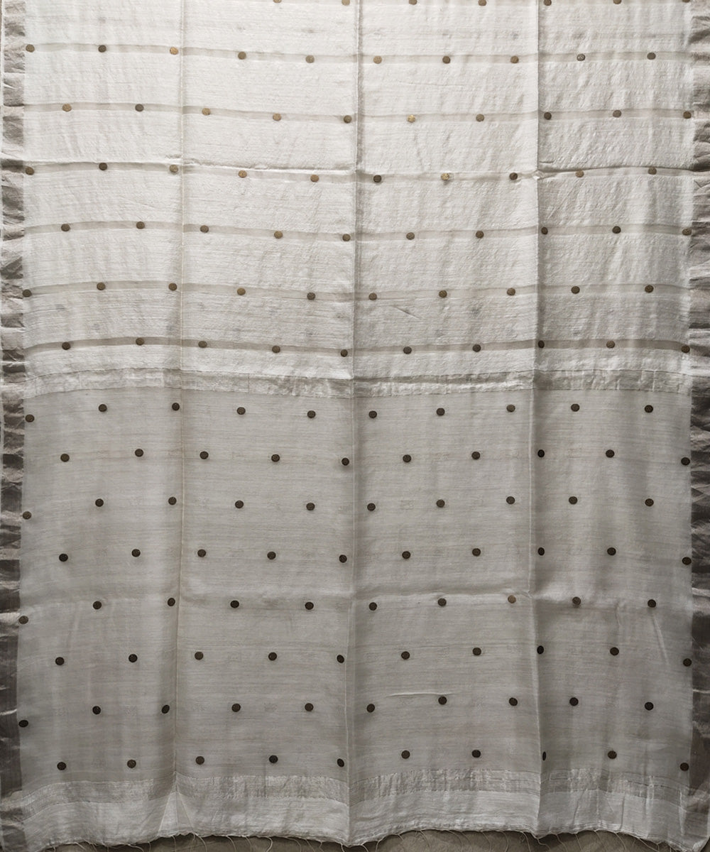 Offwhite handwoven matka silk gini saree