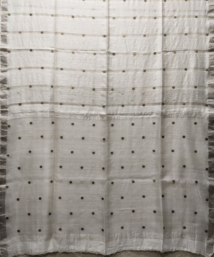 Offwhite handwoven matka silk gini saree