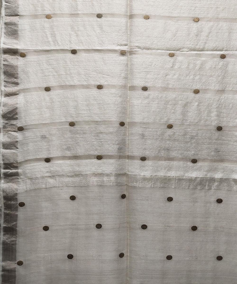 Offwhite handwoven matka silk gini saree