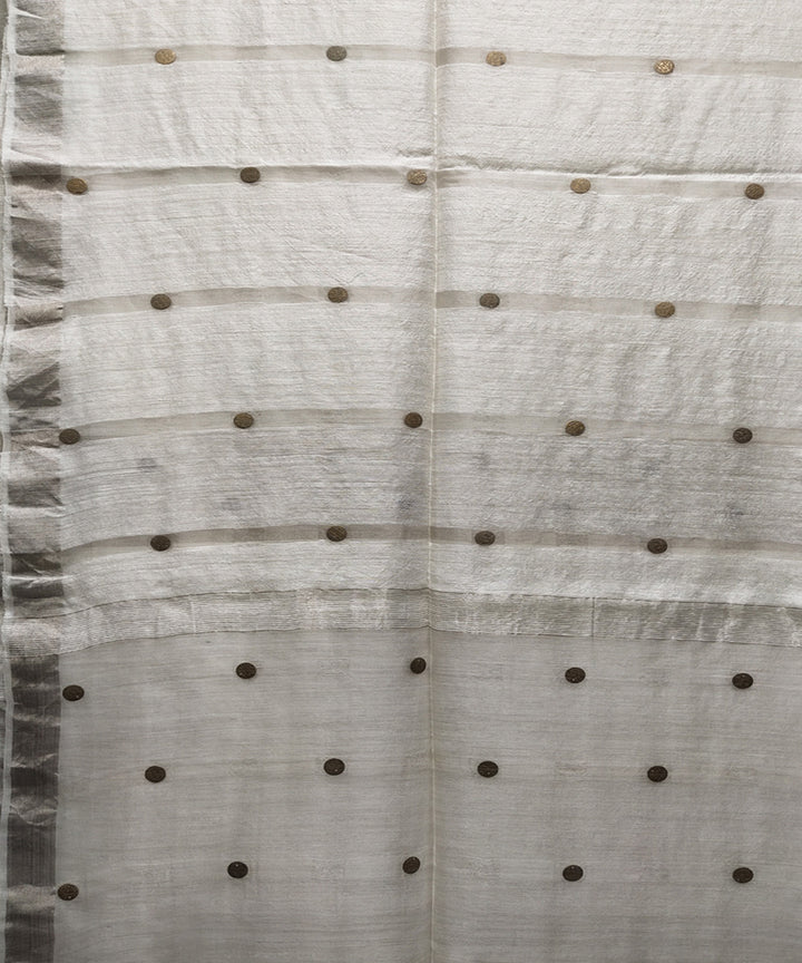 Offwhite handwoven matka silk gini saree