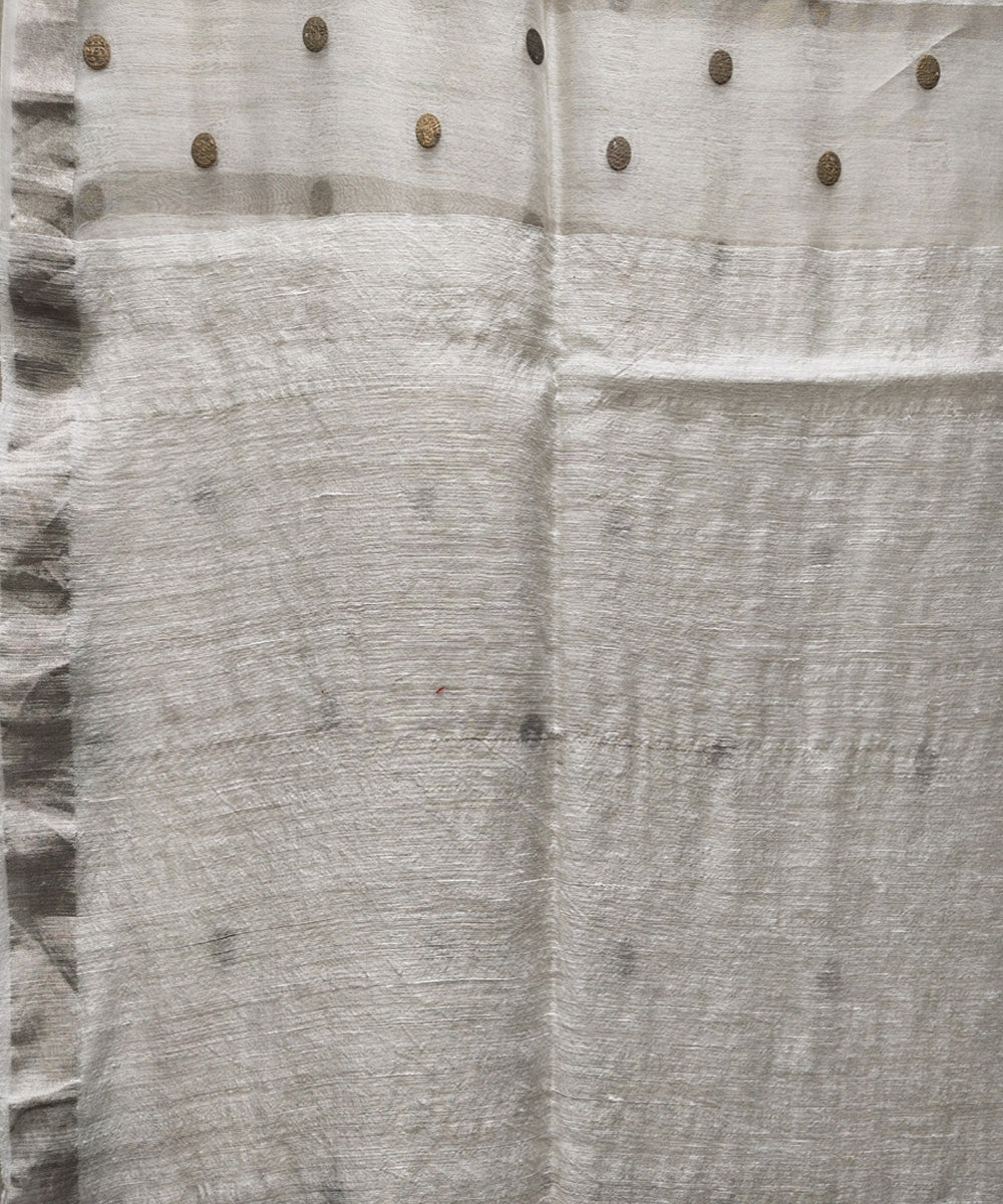 Offwhite handwoven matka silk gini saree