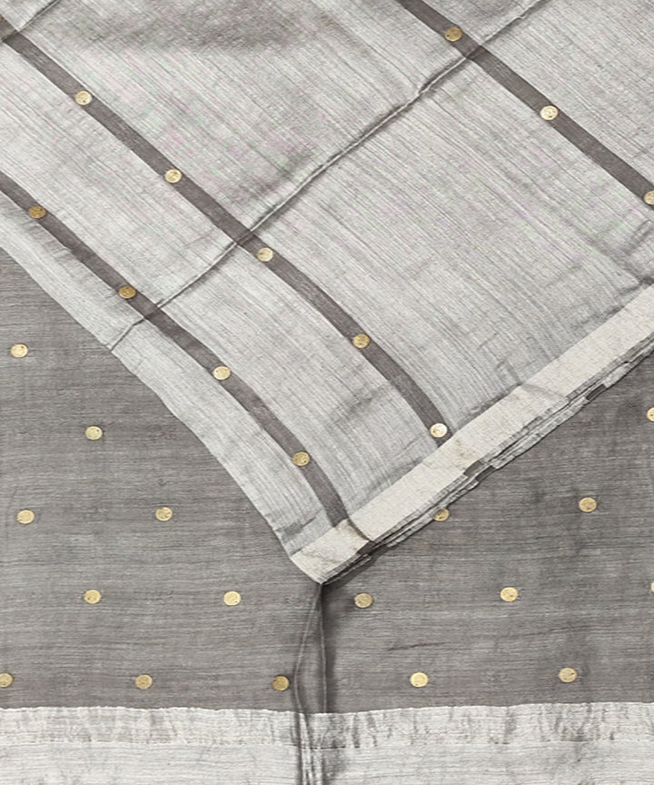 Grey handwoven matka silk gini saree