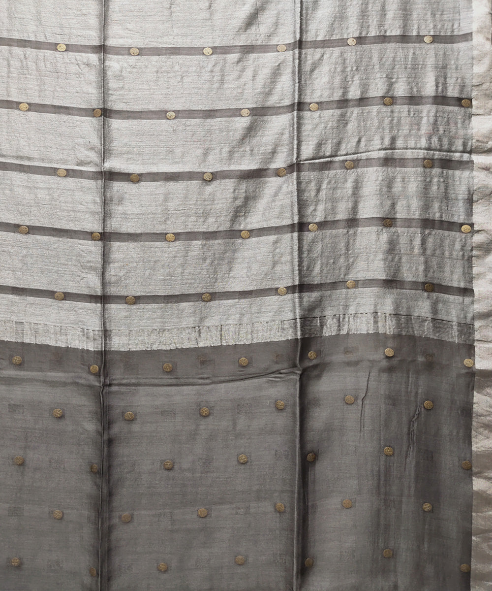 Grey handwoven matka silk gini saree