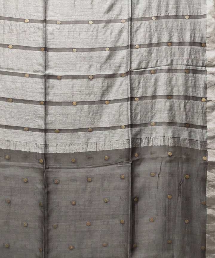 Grey handwoven matka silk gini saree