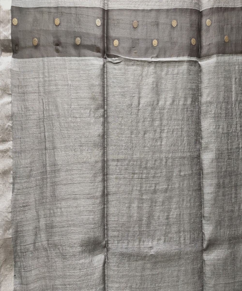 Grey handwoven matka silk gini saree