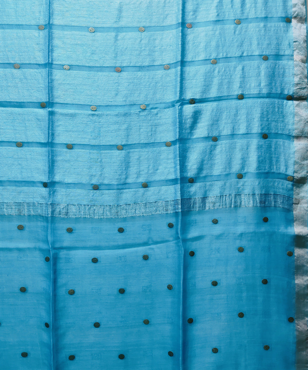 Sky blue handwoven matka silk gini saree