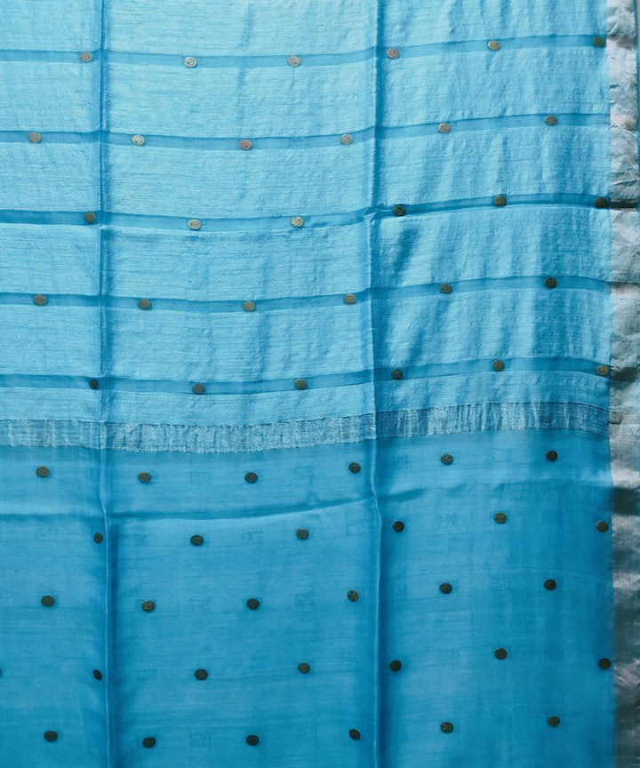 Sky blue handwoven matka silk gini saree