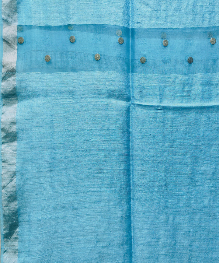 Sky blue handwoven matka silk gini saree