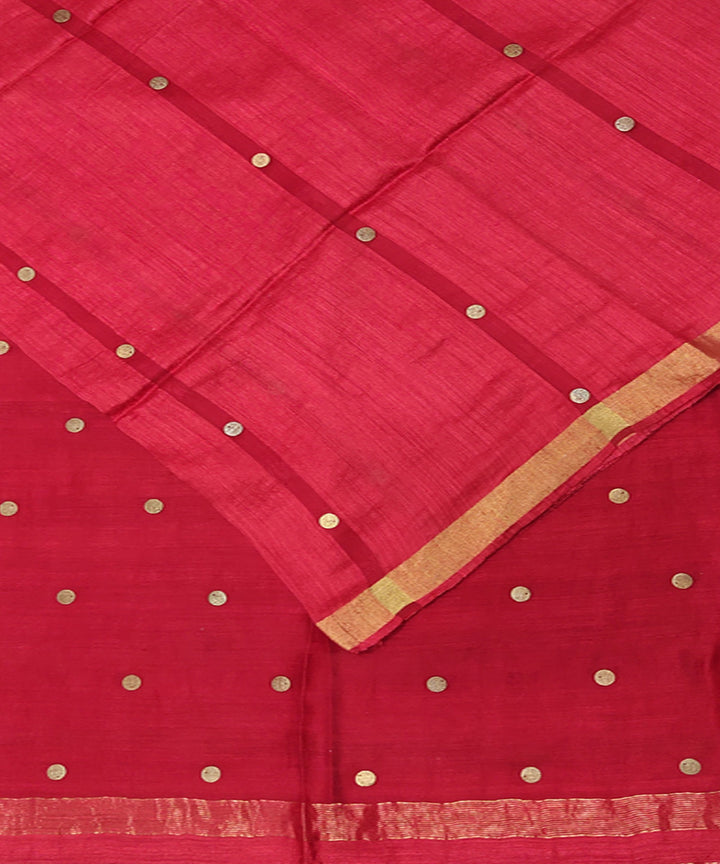 Red handwoven matka silk gini saree