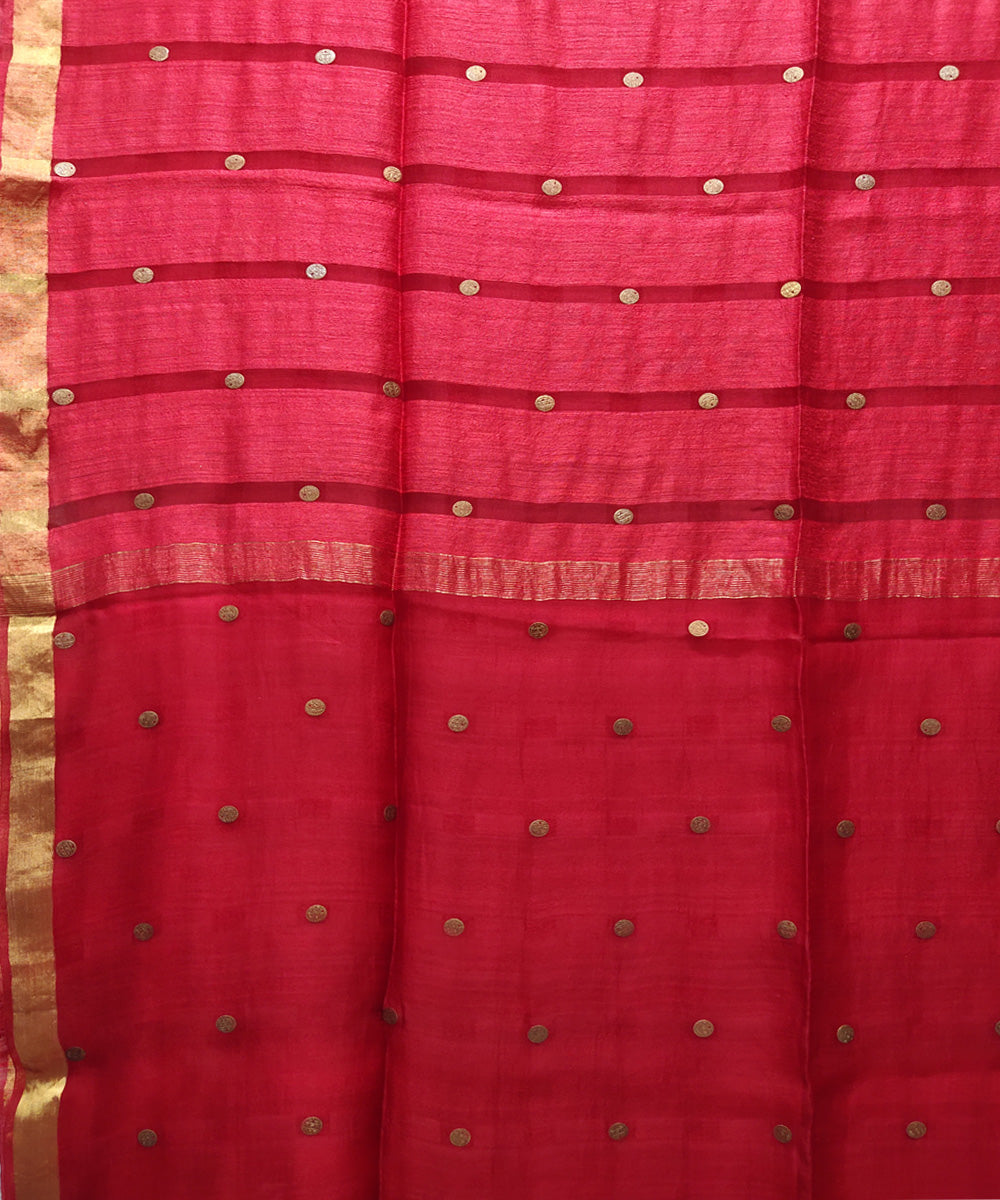 Red handwoven matka silk gini saree