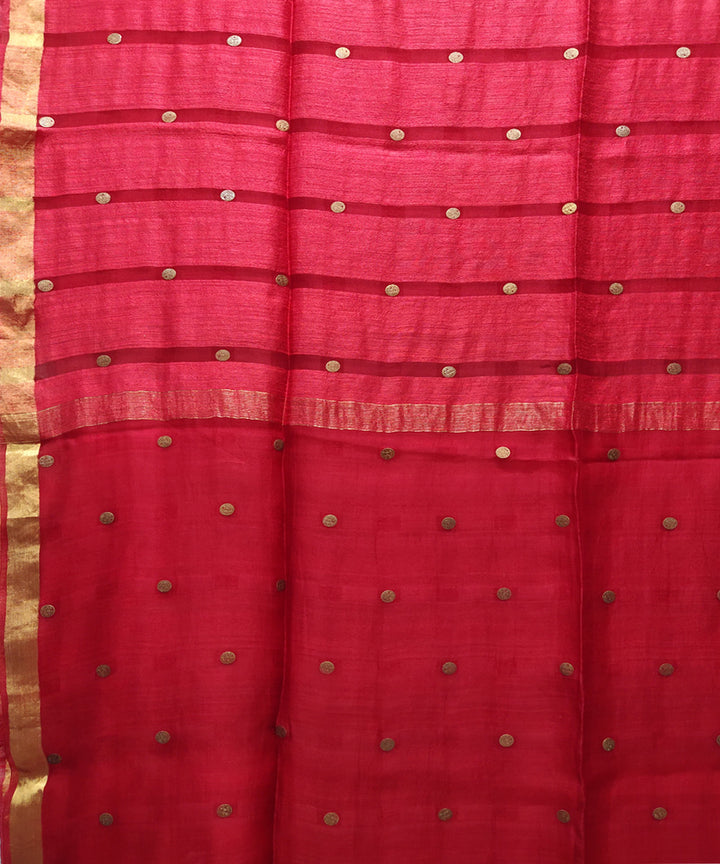 Red handwoven matka silk gini saree