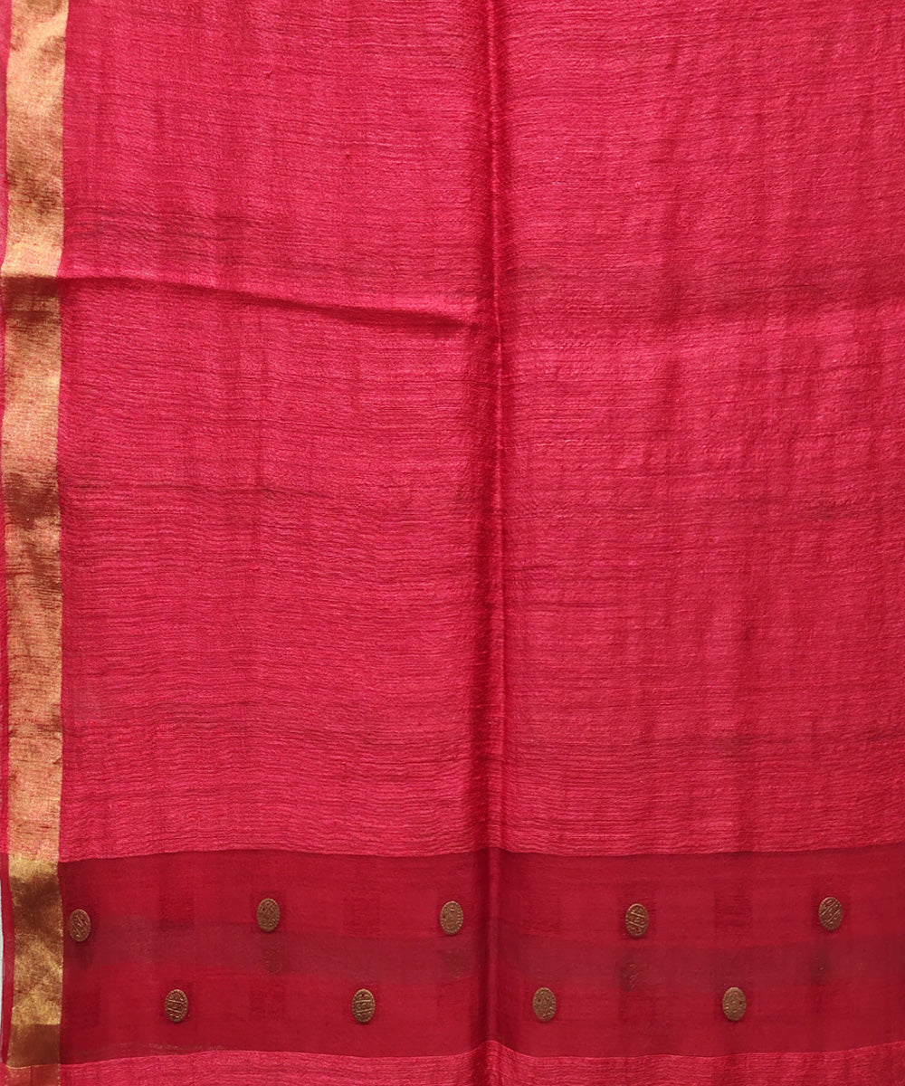 Red handwoven matka silk gini saree