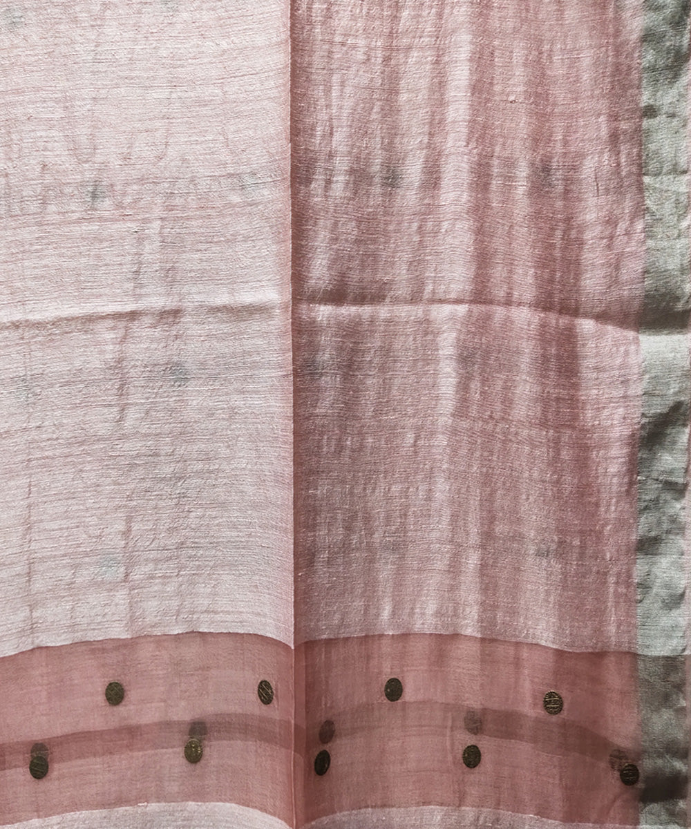 Peach handwoven matka silk gini saree