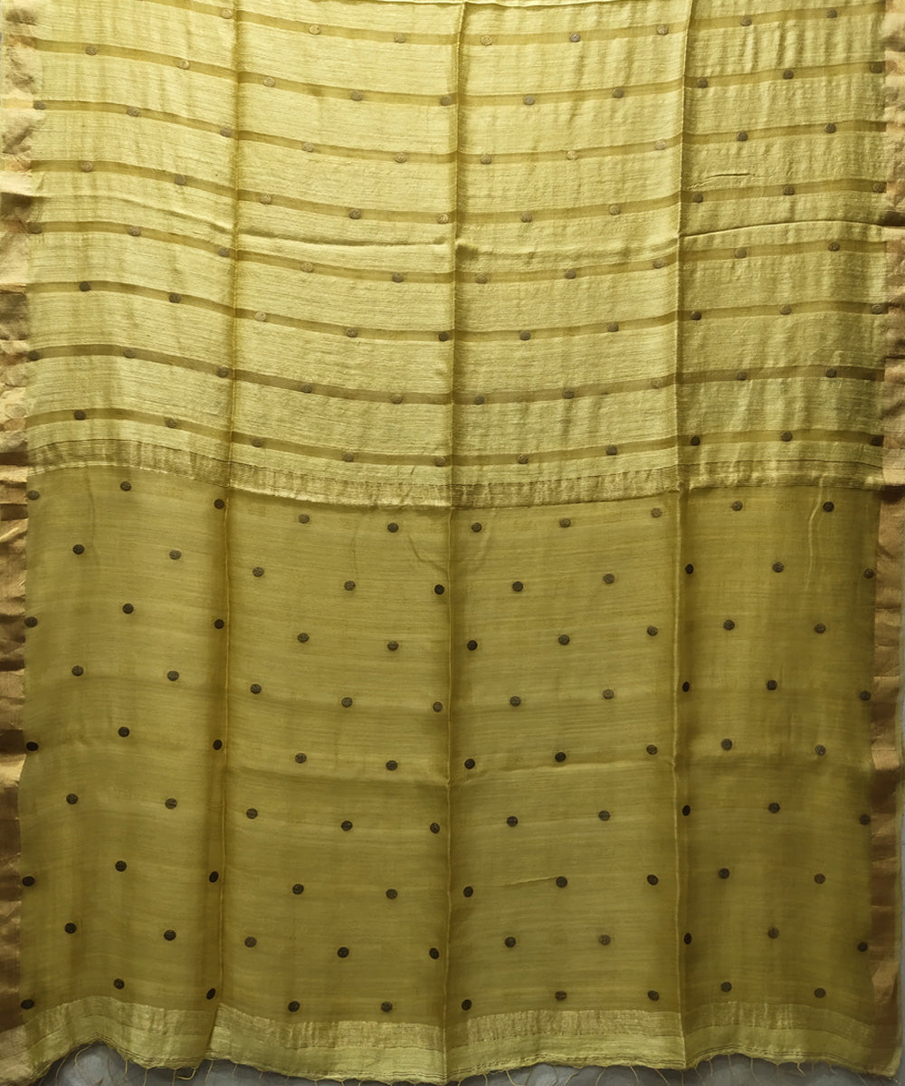 Yellow handwoven matka silk gini saree