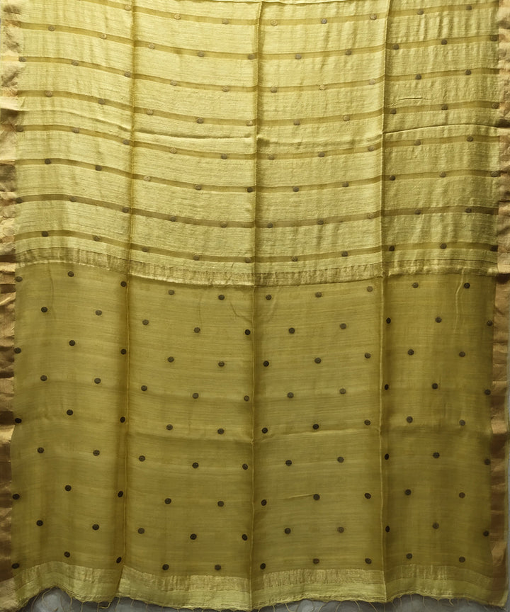 Yellow handwoven matka silk gini saree