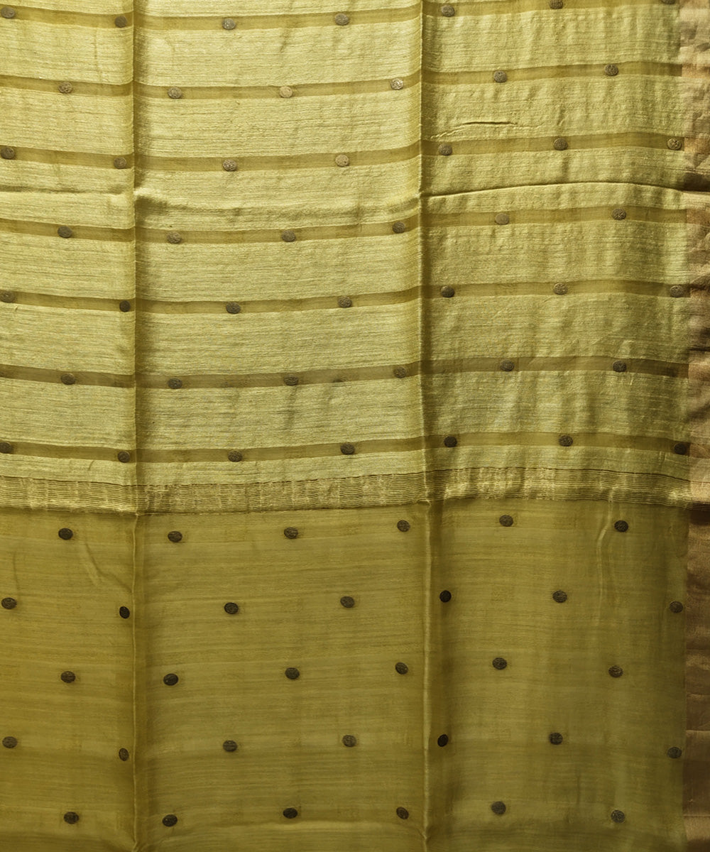 Yellow handwoven matka silk gini saree