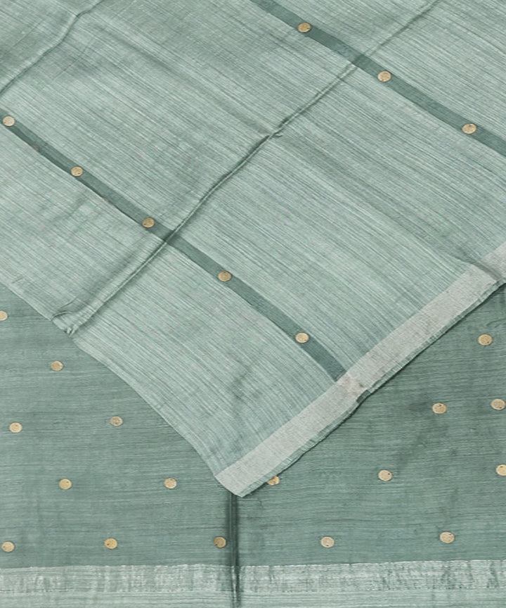 Sage green handwoven matka silk gini saree