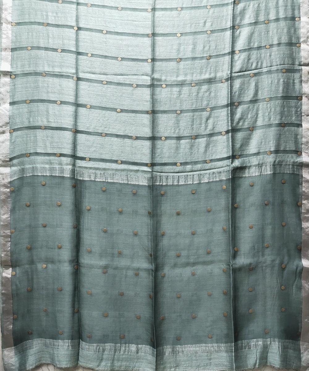 Sage green handwoven matka silk gini saree