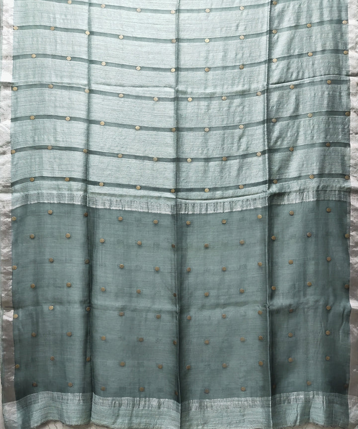 Sage green handwoven matka silk gini saree