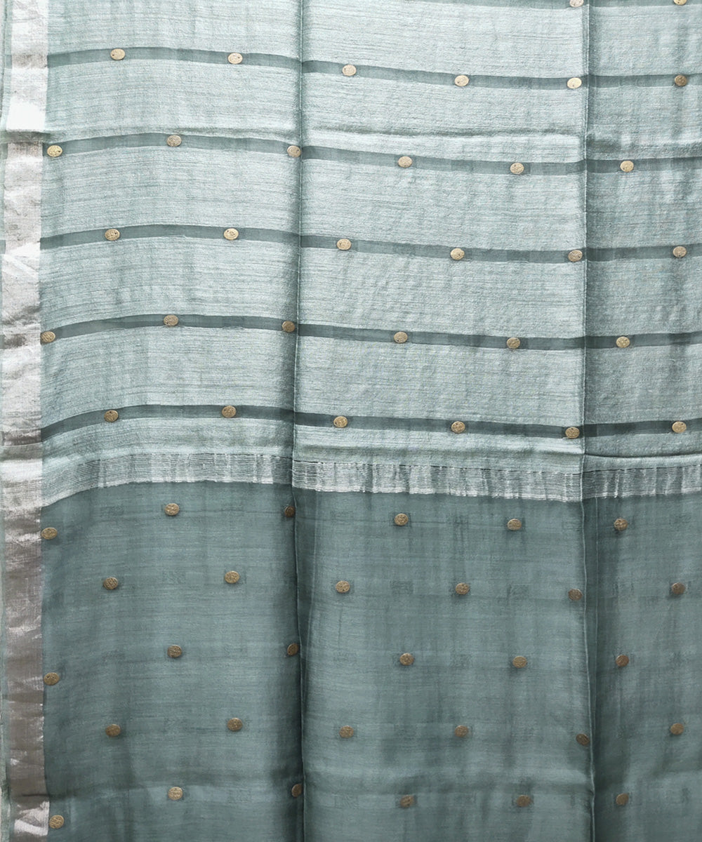 Sage green handwoven matka silk gini saree