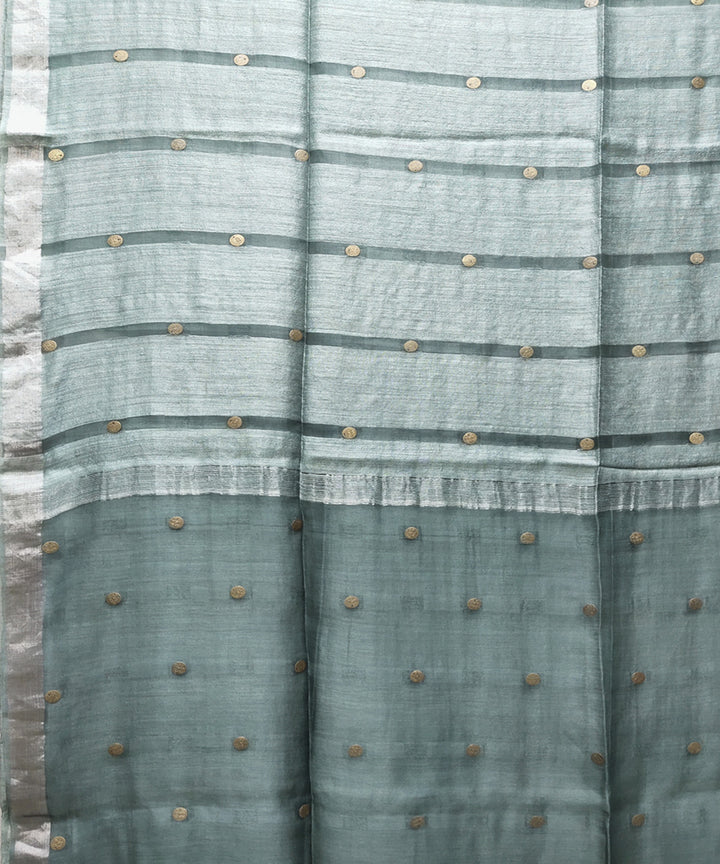 Sage green handwoven matka silk gini saree