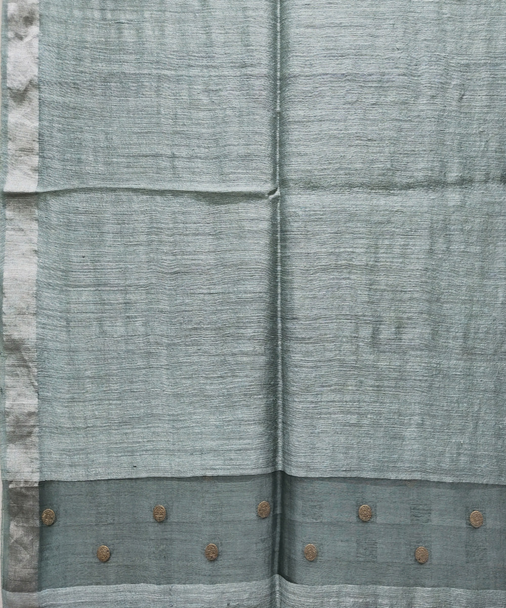 Sage green handwoven matka silk gini saree