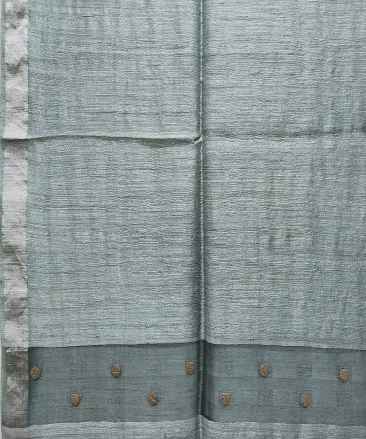 Sage green handwoven matka silk gini saree