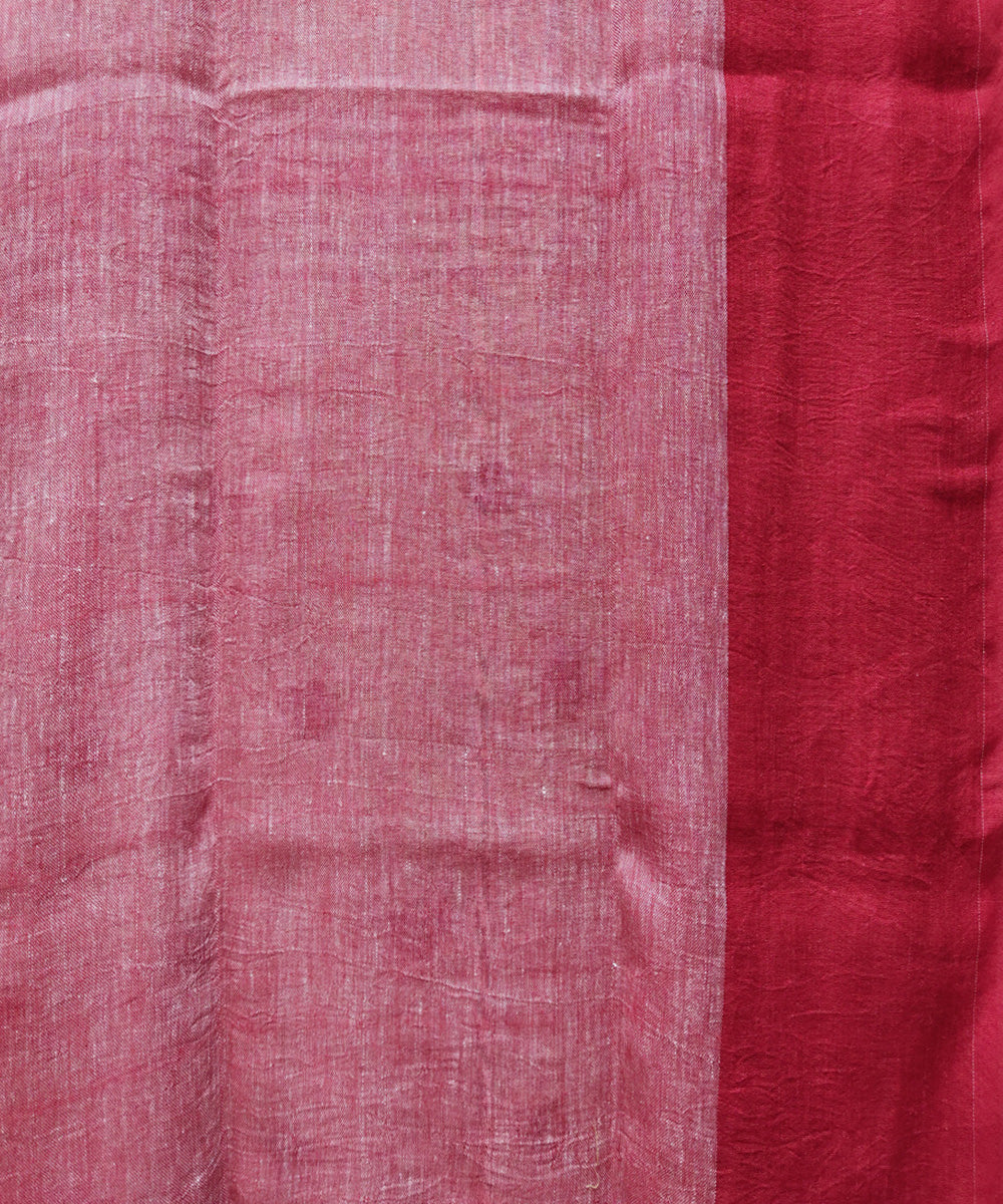 White red handwoven jacquard linen saree