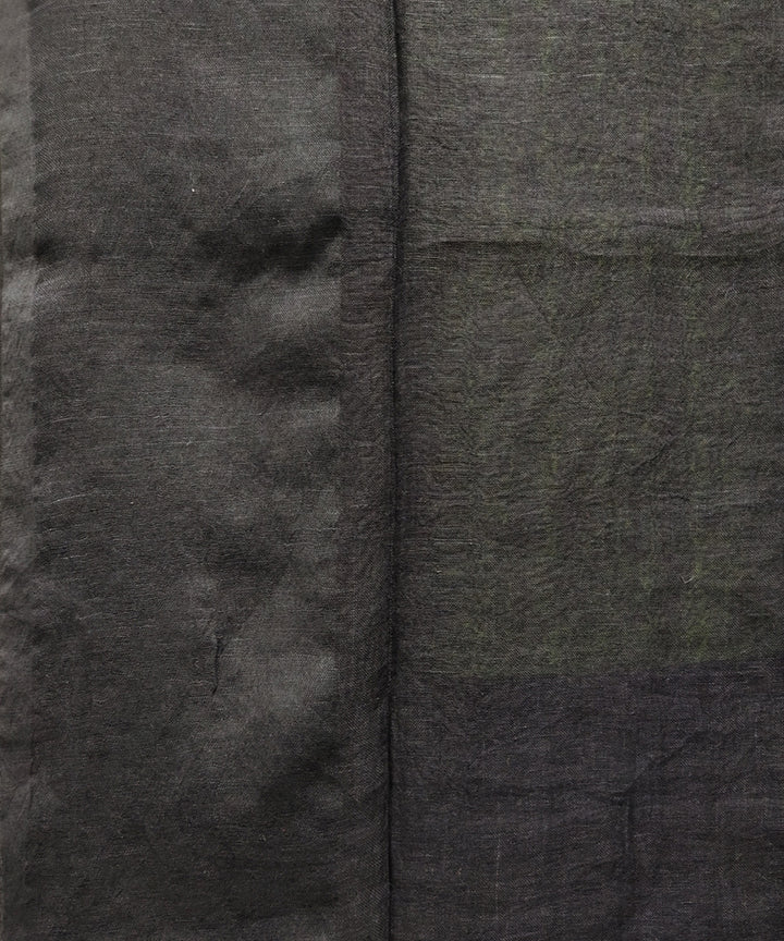 Green black handwoven jacquard linen saree