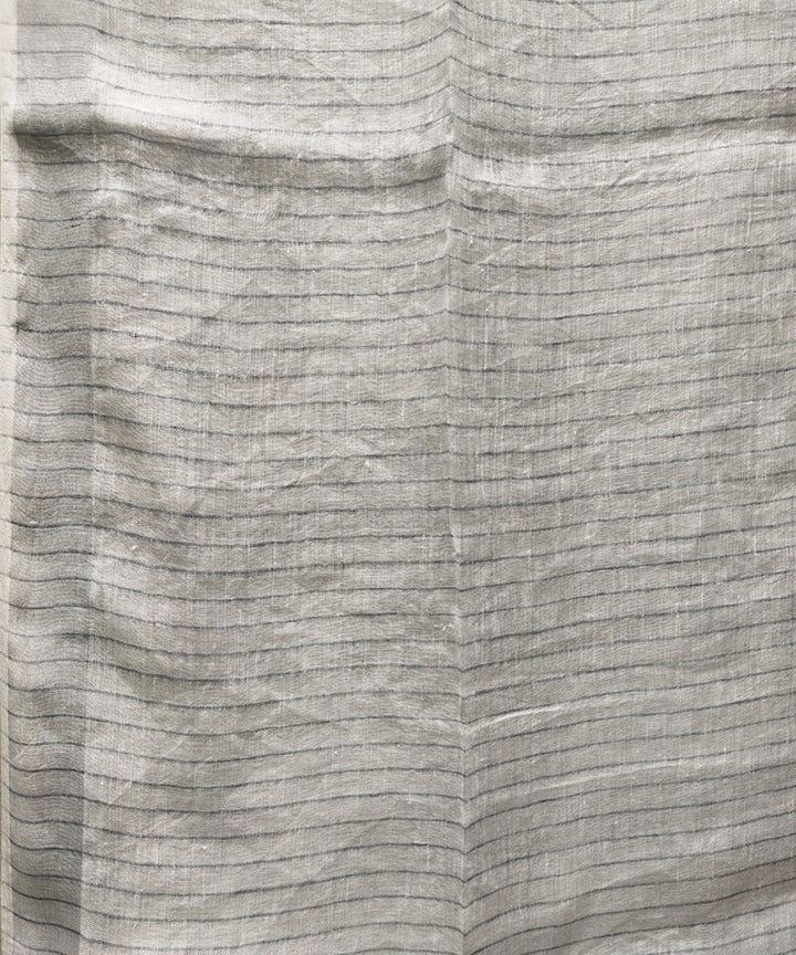 Bluish grey handwoven linen saree
