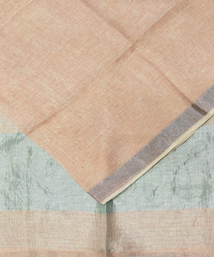 Peach handwoven linen saree