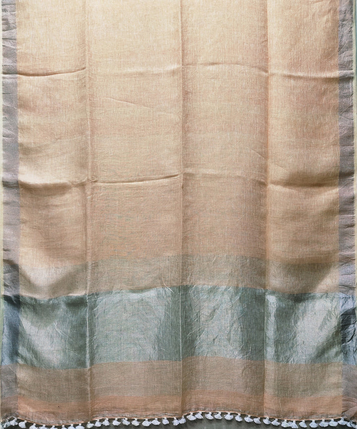 Peach handwoven linen saree