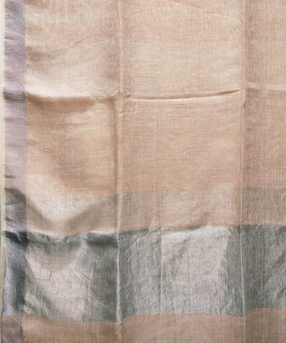 Peach handwoven linen saree