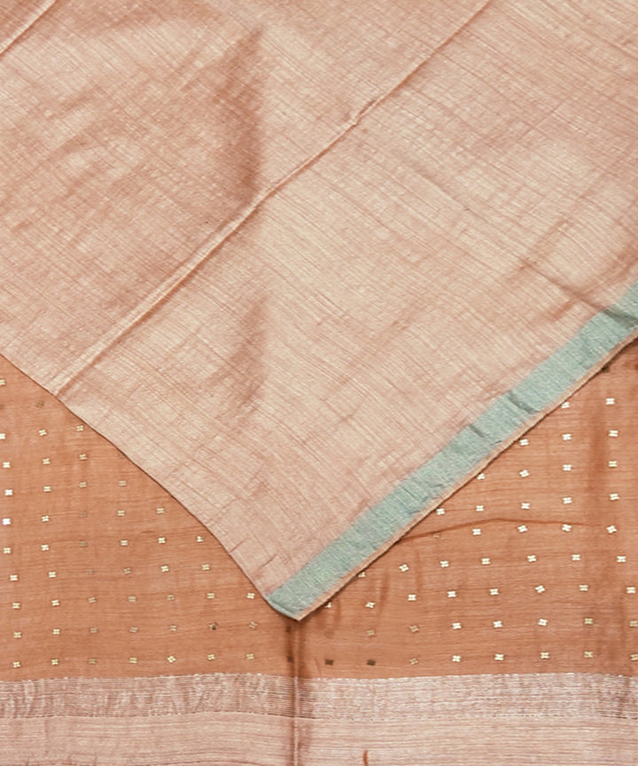 Salmon handwoven matka silk sequin saree