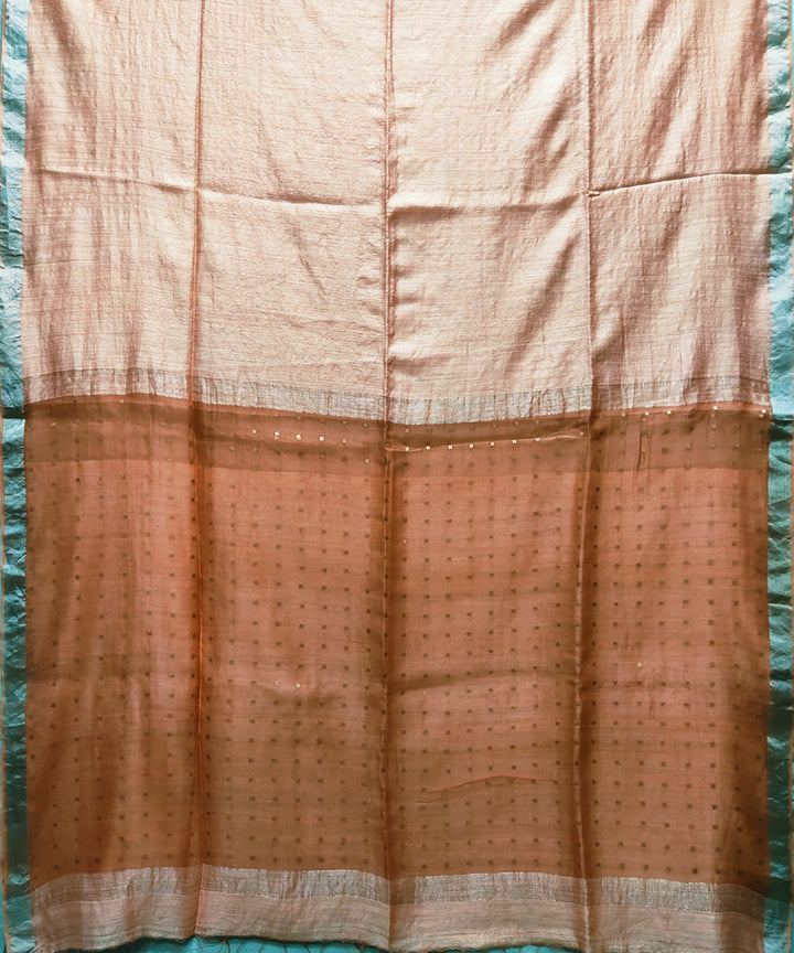 Salmon handwoven matka silk sequin saree