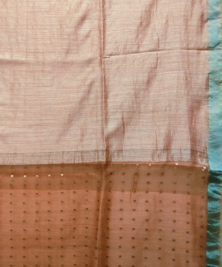 Salmon handwoven matka silk sequin saree